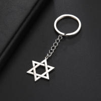 Lemegeton Llavero De Acero Inoxidable Estrella David Amuleto Hexagonal Israelita Joyería Moda Para Hombres Y Mujeres Regalo - details 2