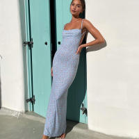 Vestido Bohemio De Verano Para Mujer Con Estampado Floral Y Tirantes Espaguetis Vestido De Playa Elegante Con Aros Y Abertura En La Cara Frontal Vestido Largo - details 6
