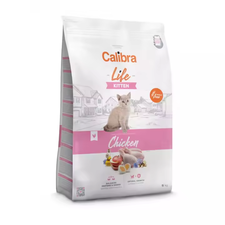 CALIBRA CAT LIFE KITTEN POLLO 6KG / Alimento seco con un gran sabor para gatitos de hasta 12 meses de edad, gatas gestantes y lactantes. Alimento seco completo superpremium sin trigo con un alto contenido en pollo, que incluye carne fresca. - 1