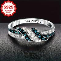 anillo femenino de diseño elegante retorcido,   925 incrustado con circonita sintética cúbica,   para boda,  , aniversario,  , banquete detalles 1