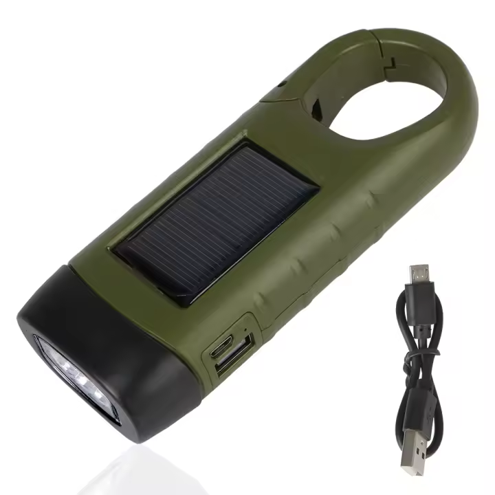 Linterna LED De Sobrevivencia Recargable Para Pesca Navegación Senderismo Con Solar Panel Y Generador De Manivela Emergencia - 1