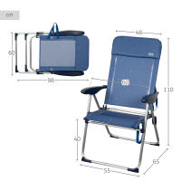 Aktive - Pack 2 sillas de playa plegables, aluminio y textileno, reclinables 4 posiciones, soporta 110 kg, color azul, asas de transporte, modelo La Palma - details 3