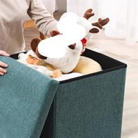 Taburete de almacenamiento plegable multifuncional de algodón y lino, caja de almacenamiento, caja de almacenamiento, taburete para cambiar zapatos, taburete de almacenamiento de tela, taburete para adultos, puede sentarse 35 * 35 * 38 cm, color mixto - details 2