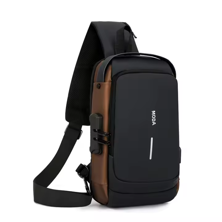 Bolso De Hombro Para Hombre Con USB Multifuncional Antirrobo Cruzado Viaje Sling Bolsa De Pecho Estilo Casual Tote Unisex - 1