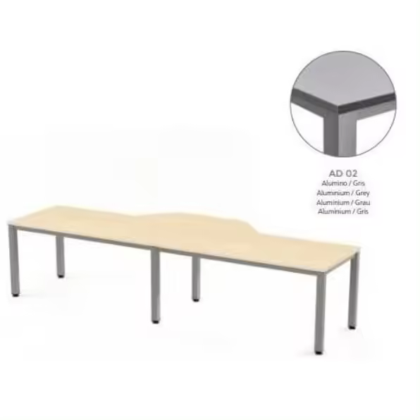 MESA EN FORMA DE L EXECUTIVE DE ROCADA 360x120x80 COLOR ALUMINIO/GRIS - 1