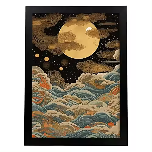 Nacnic Póster De Ciclos Lunares Estilo Ukiyo E - 1