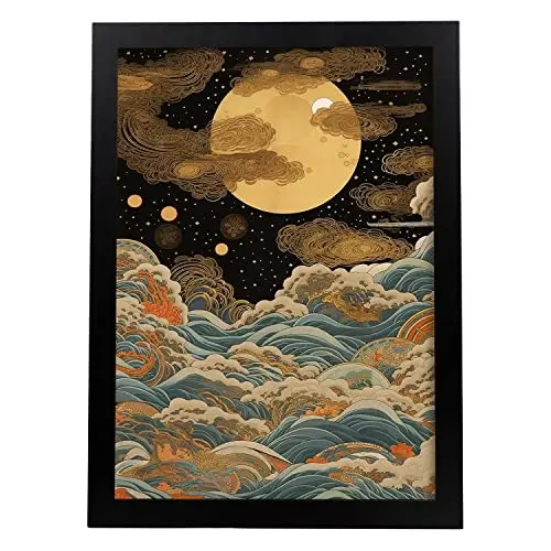 Nacnic Póster De Ciclos Lunares Estilo Ukiyo E - 1