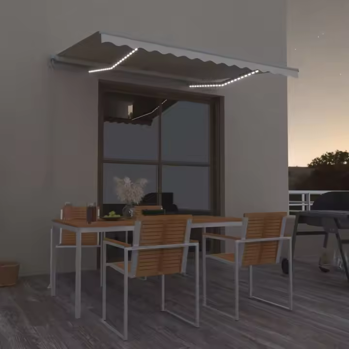 vidaXL Toldo manual retráctil con LED crema 300x250 cm - 1
