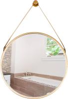 MIRAMAX -Espejo redondo asa polipiel bronce peqespejo de baño, espejo de baño, decoración de baño, espejo colgante adecuado para vestidor, tocador, sala de estar,3 x 45 x 45 cm. - details 5