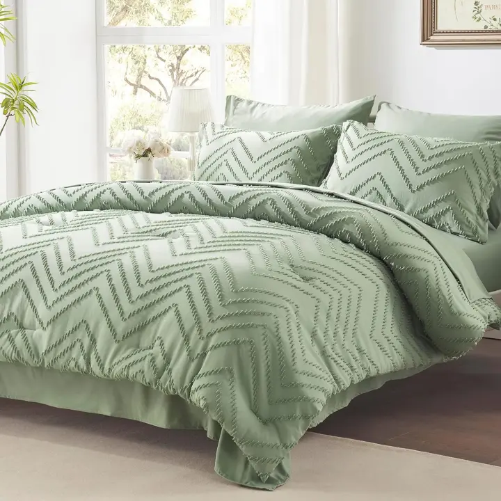 Ropa de cama Juego de cama, cama acolchada verde salvia, juego de 3 piezas, incluye 1 funda nórdica, 2 fundas de almohada, 200*230 cm 51*66*2，uego de Sabanas Invierno - 1