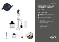 Batidora de mano Jocca con potencia de 1200W, 6 velocidades, modo turbo, sistema Simple-Click y cuatro cuchillas de acero inoxidable. Incluye vaso medidor, varillas batidoras y picadora. - details 2