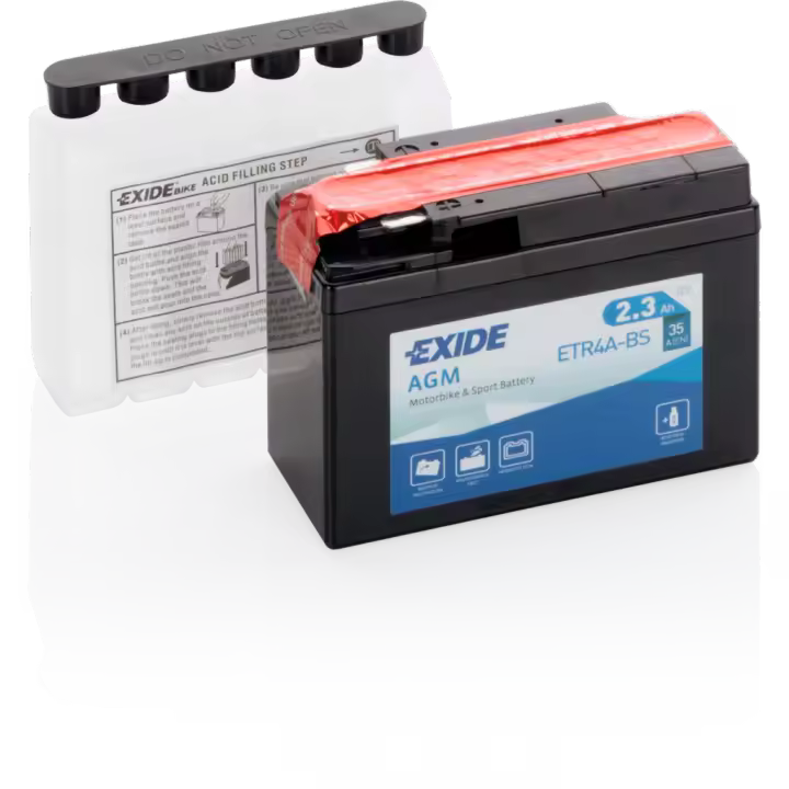 Batería Exide ETR4A-BS Moto 12V Agm. 12V - 2,3Ah/35A (EN) (115x50x85mm) - 1