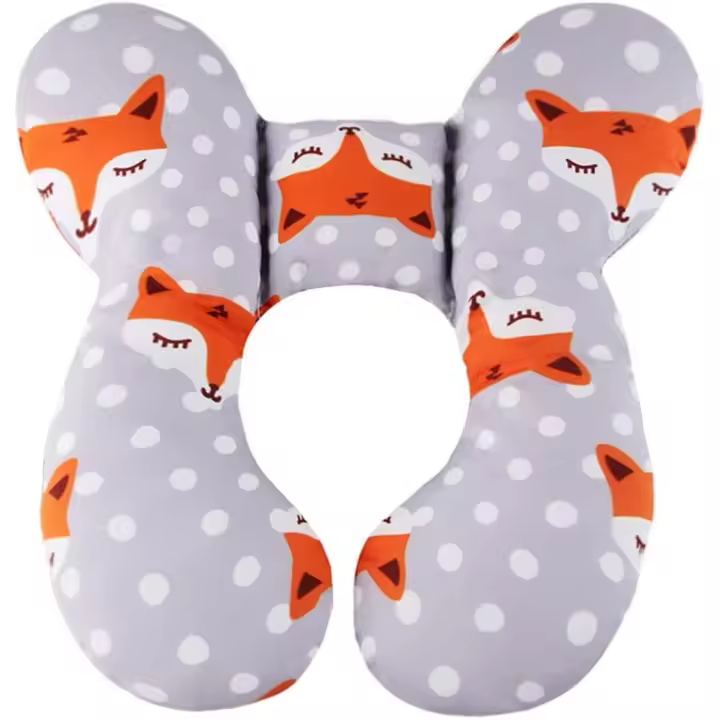 Almohada de viaje para Bebé, almohada cervical para Bebe, soporte para la cabeza del baby para asiento de coche, cochecito, soporte cervical para Baby (Zorro Gris) - 1