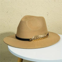 Sombrero De Vaquero Occidental Para Mujeres Con Borde Plano Y Cinturón Fedora De Jazz Color Sólido Clásico Para Hombres Y Mujeres En Todas Las Estaciones - details 5