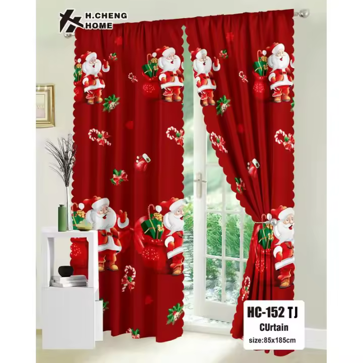 Christmas curtains new design 100x210/85x185CM Santa Claus print curtains for windows elegant room aesthetic kurtina at mahaba - 1