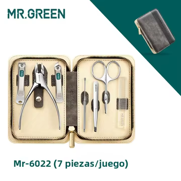 Set De Manicura Y Pedicura MR.GREEN Para Hombre Y Mujer Con Caja De Viaje Incluida Herramientas De Cortador De Uñas De Acero Inoxidable Color Contraste - 1