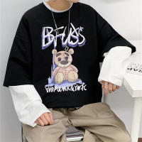 Camiseta De Hombre Con Estampado De Osito Basic Casual Manga Larga Top De Anime Falsa Dos Piezas Camisetas Para La Vida Diaria Verano Polyester Sin Capucha - details 8