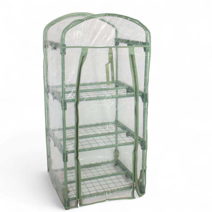 Mini Invernadero 3 Estantes 105x50x45cm Con Cremallera Resistente Para Jardin Terraza Exterior Cultivo Semillas Plantas Flores Estructura Metalica Cubierta Transparente Plastico PVC