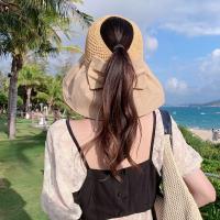 Sombrero De Paja Panamá Para Mujer Verano Protección UV Plegable Amplio Sombrilla De Playa Casual Ajustable Tamaño Free - details 8