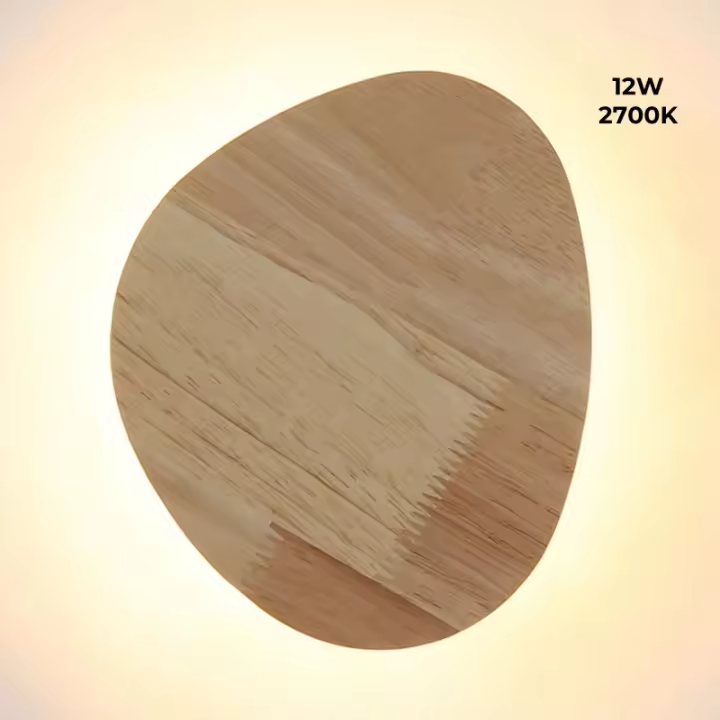 ALPINALUZ Aplique de Pared Madera para Interior Interior "TRINA" - Luz Indirecta Cálida 2700K con Iluminación Trasera - IP20 8W  o 12W - 1