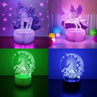 Lámpara Nocturna LED 3D Unicornio Anime Cambio De Color RGB Luz De Noche Para Niñas Decoración De Habitación Y Dormitorio Juguete Regalo - details 0