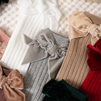 Calcetines Largos Para Bebés Niñas Con Lazo Grande Algodón Suave Para Otoño Invierno Diseño Navideño Juguetón Para Niños De 0 a 8 Años - details 16