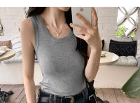 Top Corto De Verano Para Mujer Sin Mangas En Estilo Casual Suéter De Encaje Con Ribbing Solido Camiseta De O-Neck Moda Urban Streetwear - details 44