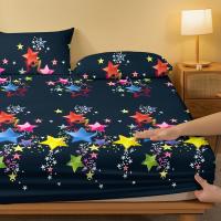 Sábana Matte Con Patrones Dispersos De Estrellas Coloridas Colcha De Cama Para Dormitorio Hecha De Poliéster 100% - details 3