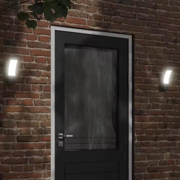 vidaXL Lámparas de pared LED de exterior 2 uds aluminio fundido negro - 1
