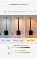 Lámpara De Mesa LED Recargable Toque Metal Con Luz Nocturna Ambiental Tricolor Para Decoración Al Aire Libre Y Habitaciones - details 3