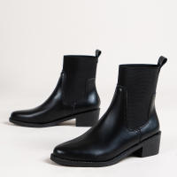 Botas De Tobillo Occidentales Para Mujer 2024 Cuero PU Estilo Retro Bajo Tacón Punta Puntiaguda Moda Botas Cortas D210 - details 9