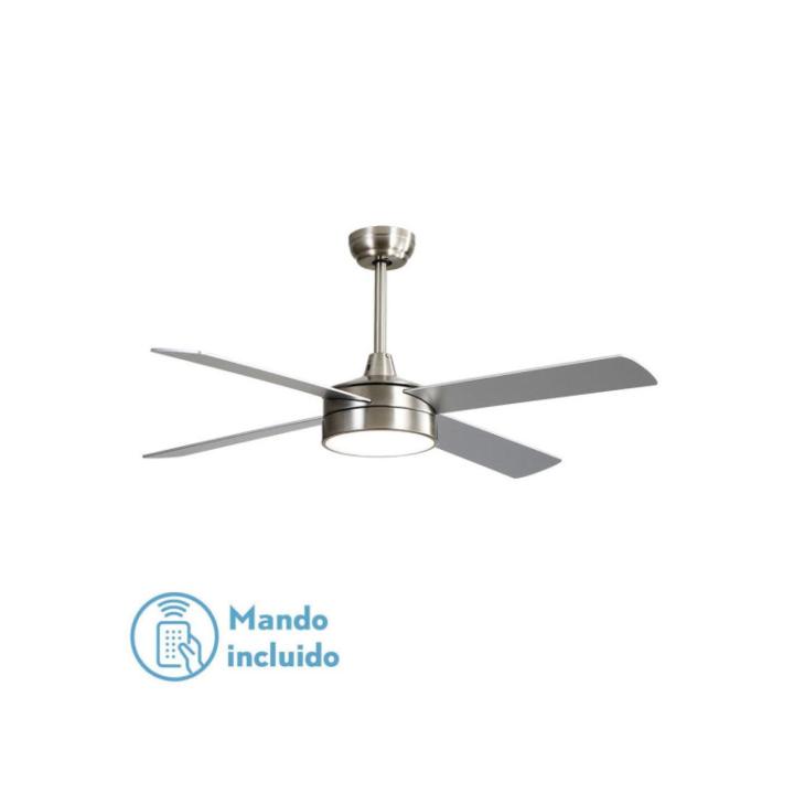 Fabrilamp - Ventilador Nevery 24w 2950lm Niquel 4 Asp 132d Haya/plata 3000-4000-6000k C/remoto — oferta en Miravia