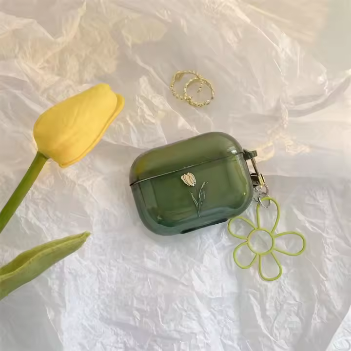 Funda Protectora Para AirPods 1/2/3/Pro Con Patrón De Tulipán Funda De Cabeza Accesorio De Auriculares Material Plástico - 1