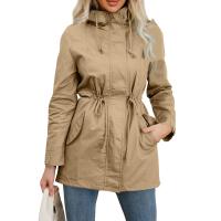 Abrigo De Trench De Algodón Para Mujer plus Talla Con Capucha Estilo Casual Cierre De Cremallera Manga Larga Color Sólido Para Otoño E Invierno - details 11