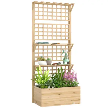 Maceta De Madera En Forma De Rueda De Carretilla – Soporte Para Jardín Y Patio