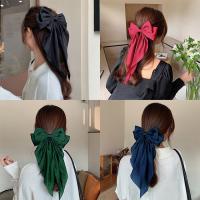 Pinza Para El Cabello De Estilo Coreano Para Mujeres Roja Con Lazo Y Abanico De Cinta Larga Accesorios De Cabello De Tela Cute/románticos - details 0