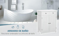 Armario Auxiliar de Baño Mueble Auxiliar de Baño con 2 Cajones 2 Puertas y Estante Ajustable Estilo Moderno para Ducha Dormitorio 60x30x75 cm Blanco - details 0
