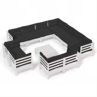 VIDAXL 3096942 juego moderno de muebles para jardín fabricado en pino blanco y gris antracita vida xl - 1