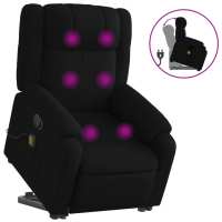vidaXL Silla de masaje reclinable de pie de tela Gris claro, Gris oscuro, Negro Sillon Dormitorio Sillon Comodos Silla Relax Sillón Sofá - details 2