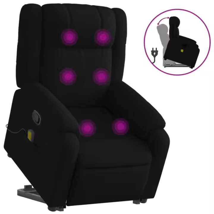 vidaXL Silla de masaje reclinable de pie de tela Gris claro, Gris oscuro, Negro Sillon Dormitorio Sillon Comodos Silla Relax Sillón Sofá - 1