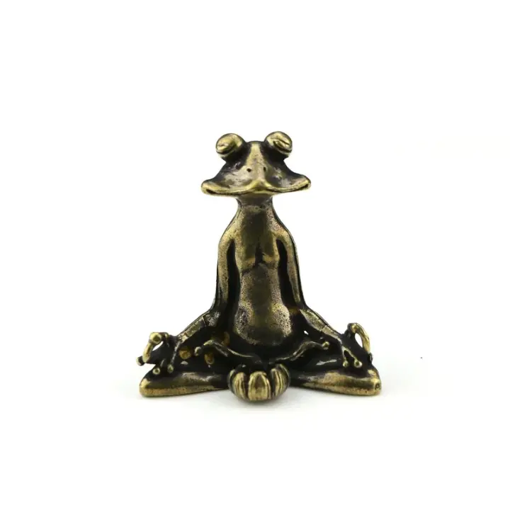 Estatua De Rana Budista Zen Vintage En Latón Incienso Decoración De Escritorio Para El Hogar Y Té Animal Retro De Cobre - 1