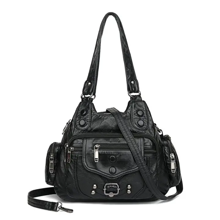 Nueva Moda Bolso De Hombre Para Mujer De Cuero Suave De Alta Calidad Brand Famous Diseñador Bolso De Mano De Lujo Bolsos De Hombre Casual With De Rivet Decoración - 1