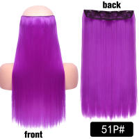 Extensiones De Cabello Sintético De 22 Pulgadas Unicas Con 5 Clips Textura Larga Y Recta Fibra De Alta Temperatura Color Negro Blanco Rojo - details 5