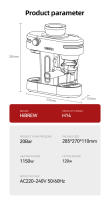 Máquina de Café Espresso HiBREW H14, 20 Bares de Alta Presión, Configuración de Molinillo de 15 Marchas, Función de Pre-Infusión, Control de Temperatura NTC, Ajuste de Capacidad de Taza - Beige - details 14