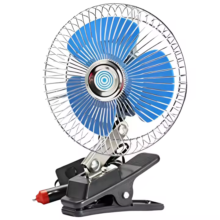 LILI HOME Ventilador de Coche 12v con Pinza 8” (20.32 cm) y  6” (15.24 cm) Enchufe para mechero de coche con cable de 1,2 metros. 🎨 Colores surtidos Equipado con una pinza robusta para fijarlo de manera segura en diferentes superficies, como los bor - 1