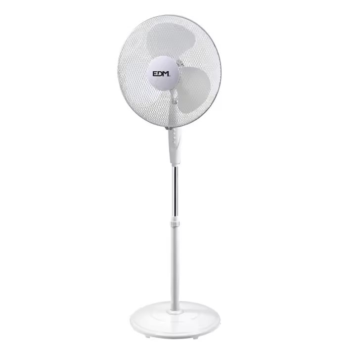 EDM VENTILADOR DE PIE BASE CIRCULAR, BLANCO, POTENCIA 45 W, ASPAS Ø 40 cm, ALTURA REGULABLE 110-130 cm - 1