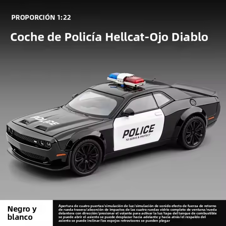 Modelo De Coche Deportivo De Aleación Challenger Redeye Hellcat 1:22 Con Sonido Y Luz Coche De Colección Con Pantalla Y Sonido Para Juguete Y Decoración - 1