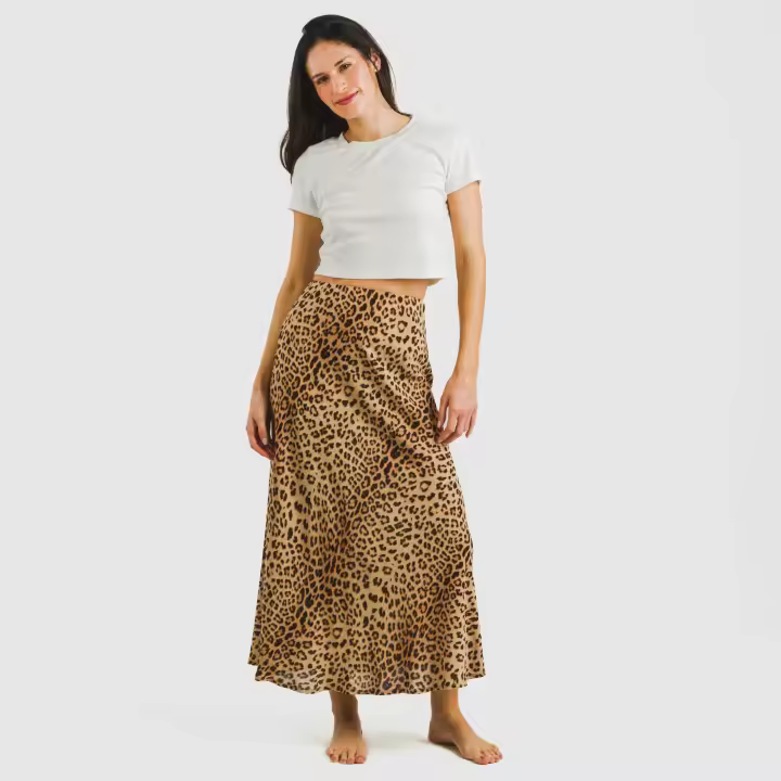 Tramas+ Falda Midi de Viscosa con Cintura Alta, Ajuste Confortable y Estilo Casual - Perfecta para el Día a Día - 1