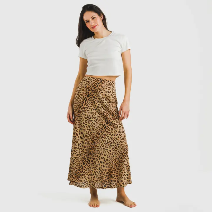 Tramas+ Falda Midi de Viscosa con Cintura Alta, Ajuste Confortable y Estilo Casual - Perfecta para el Día a Día - 1