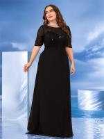 Vestido De Noche Elegante De Talla Grande Con Encaje Y Hombros Descubiertos Vestido De Boda De Seda Negra Mermaid Para Mujer Fiesta Maxi Prom - details 4